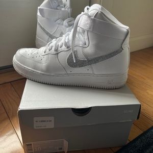 Custom Glitter swoosh Air Force 1 mids